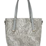 Embossed Floral & Fish Tote Bag
